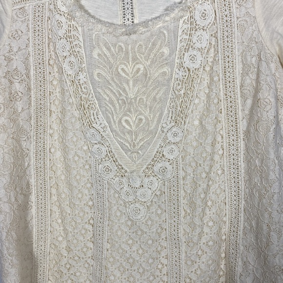 Anthropologie Elegant Cream Lace Women's Tunic Top size large - Picture 3 of 14